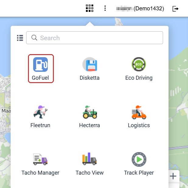 GoFuel tile in the Apps menu
