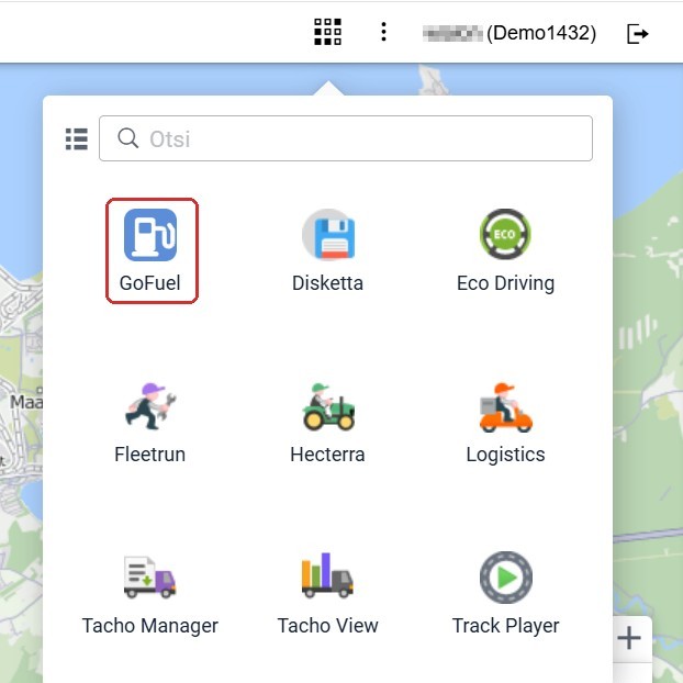 GoFueli plaat Apps menüüs