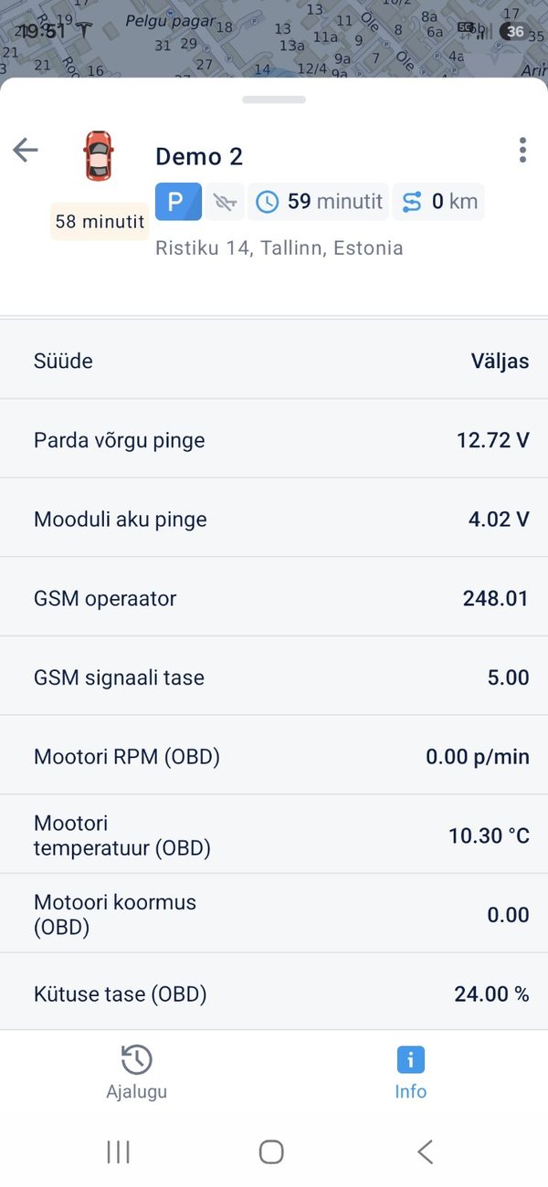 Objekti kaart anduritega