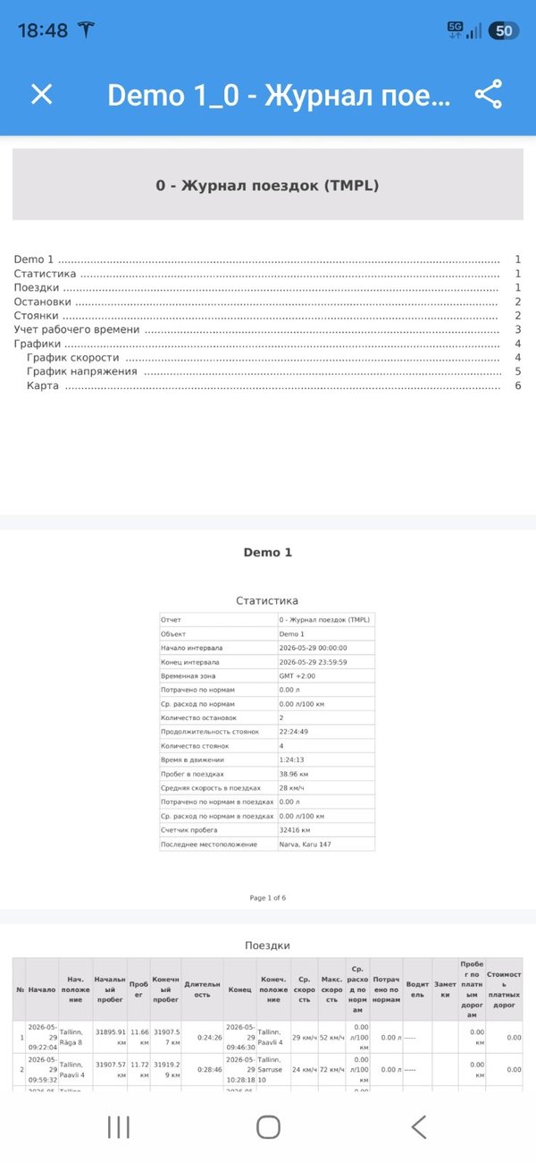 Отчёт: содержание, статистика и поездки